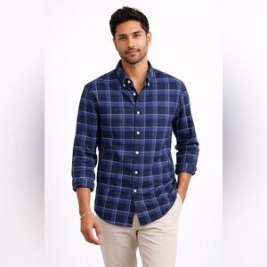 Massimo Dutti Blue Plaid Button Down Shirt Men’s XXL Casual Workwear